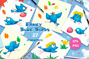 Fancy Blue Birds Big set. Characters, a Food Illustration by Maycat_store (Thumbnail 3 of 6)