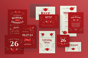 Rose Floral Wedding Invitation Set, an Invitation Template by graphicook