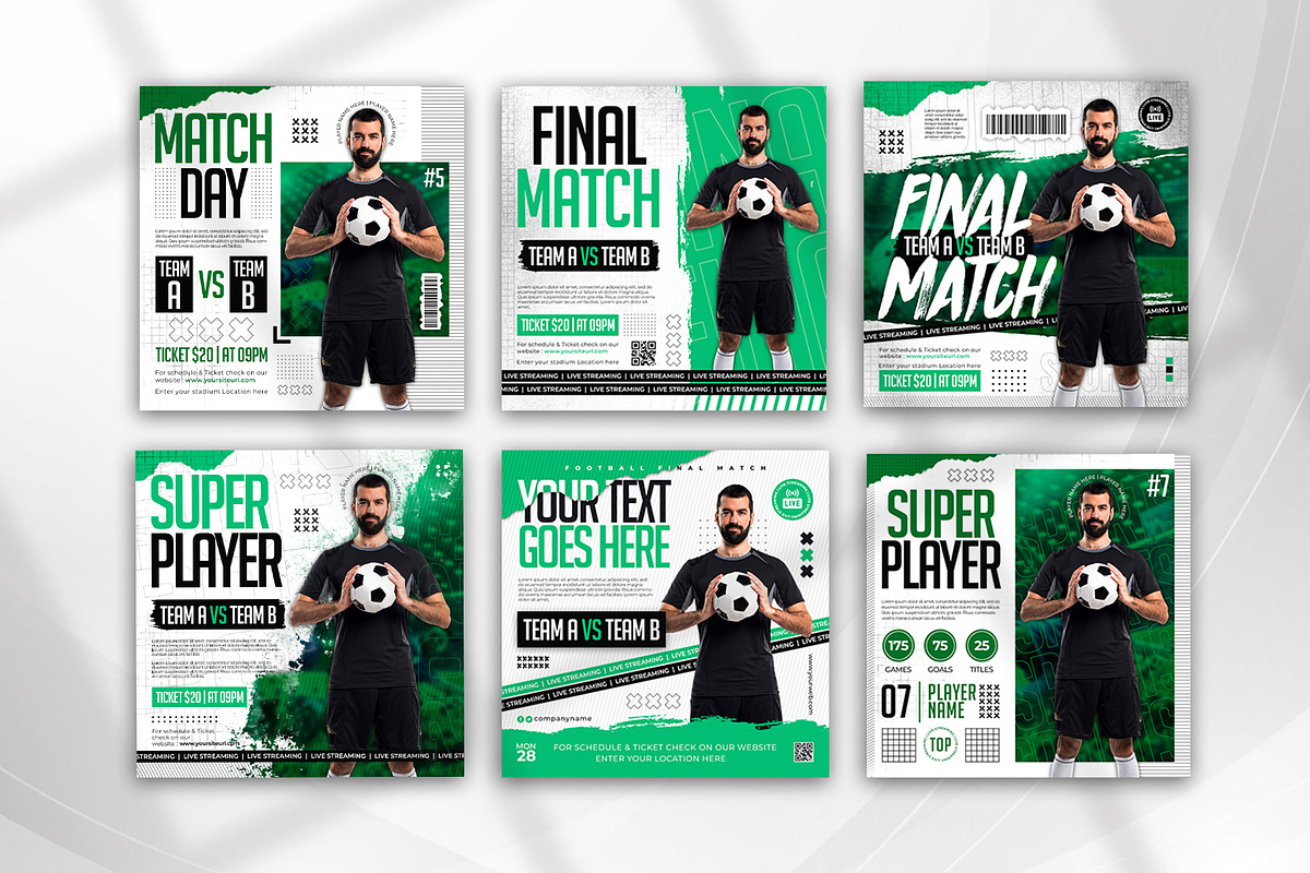 Football Sports Social Media Pack, a Social Media Template by Abdul Studio (Photo 4 of 5)