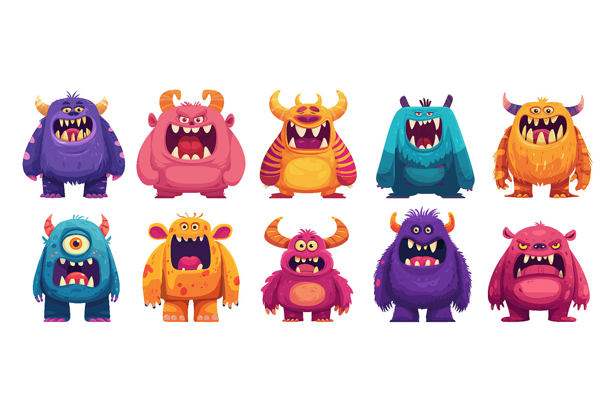 Cartoon monsters set, a Decorative Illustration by Ksania