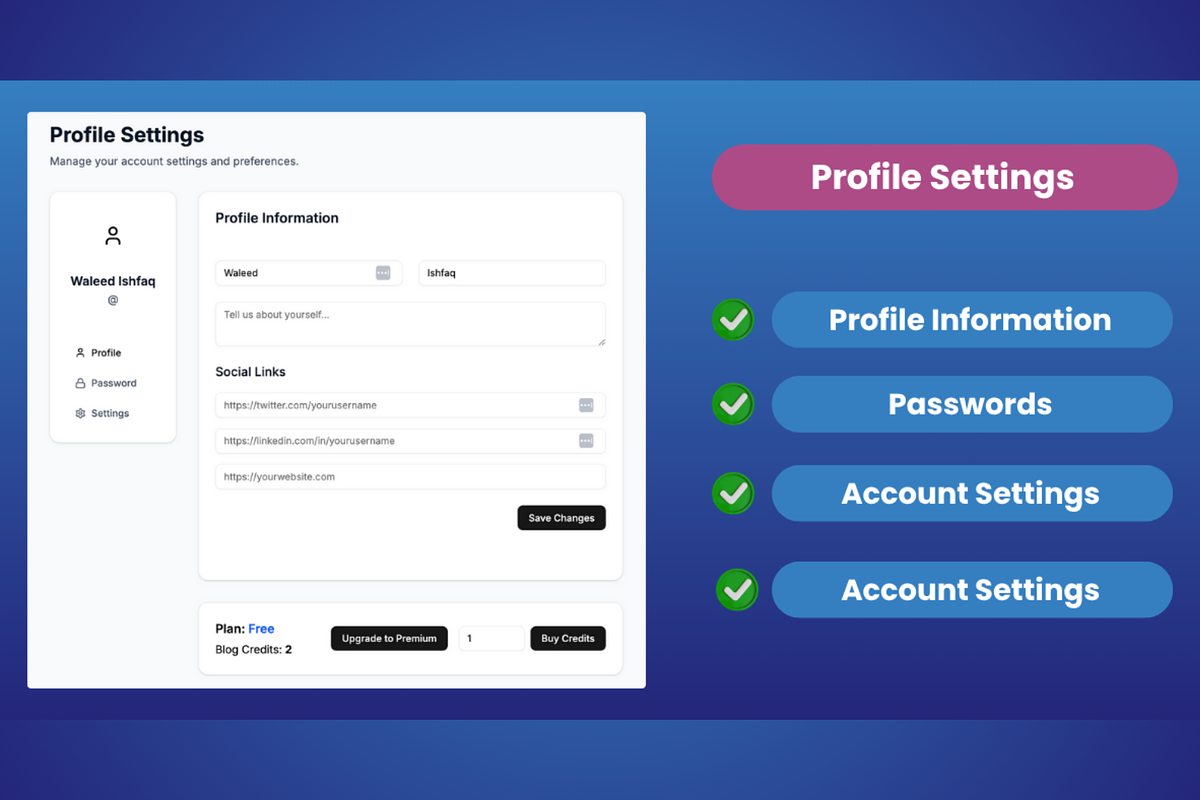 AI Blog Platform - InkGenius, an App Template by Waleed Codes (Photo 4 of 31)