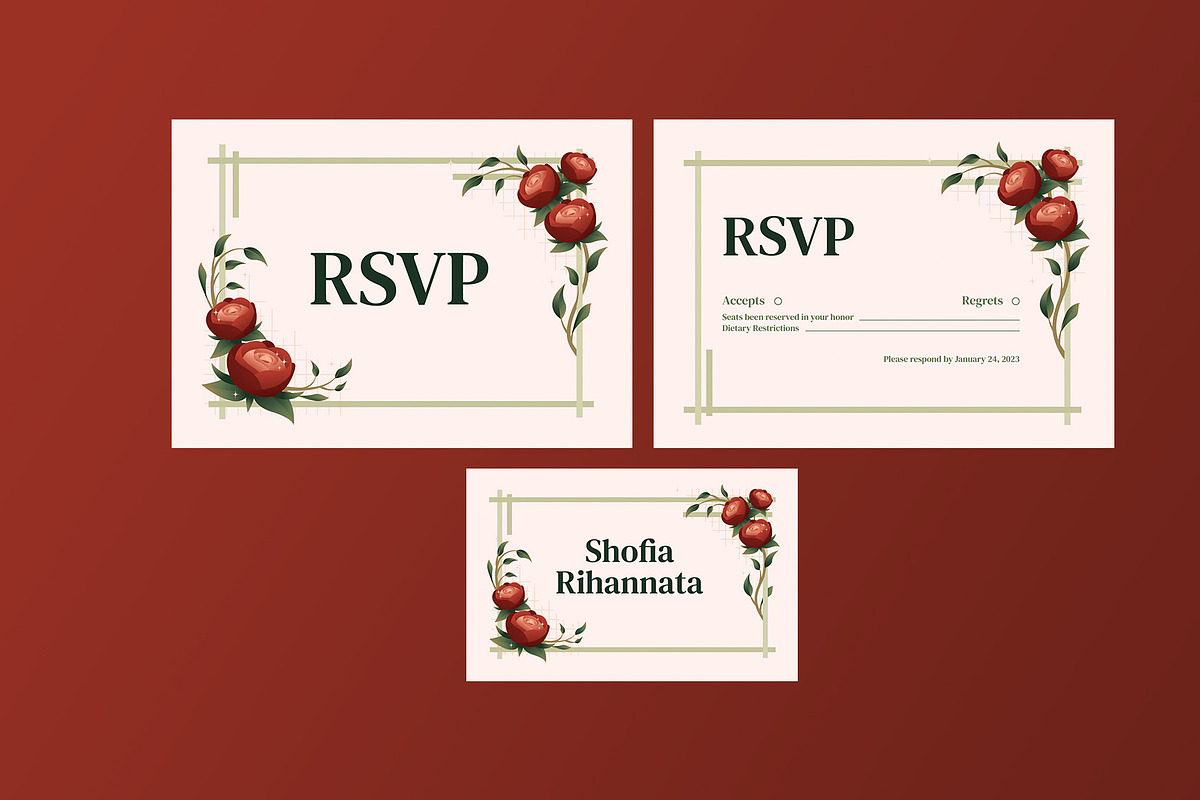 Rose Wedding Invitation Suite, an Invitation Template by Neermana (Photo 4 of 4)