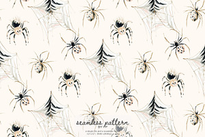 watercolor spider seamless pattern