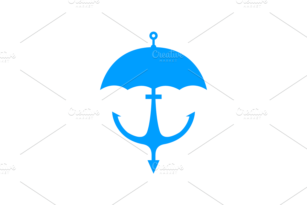 anchor with umbrella logo design, a Branding & Logo Template by devastd