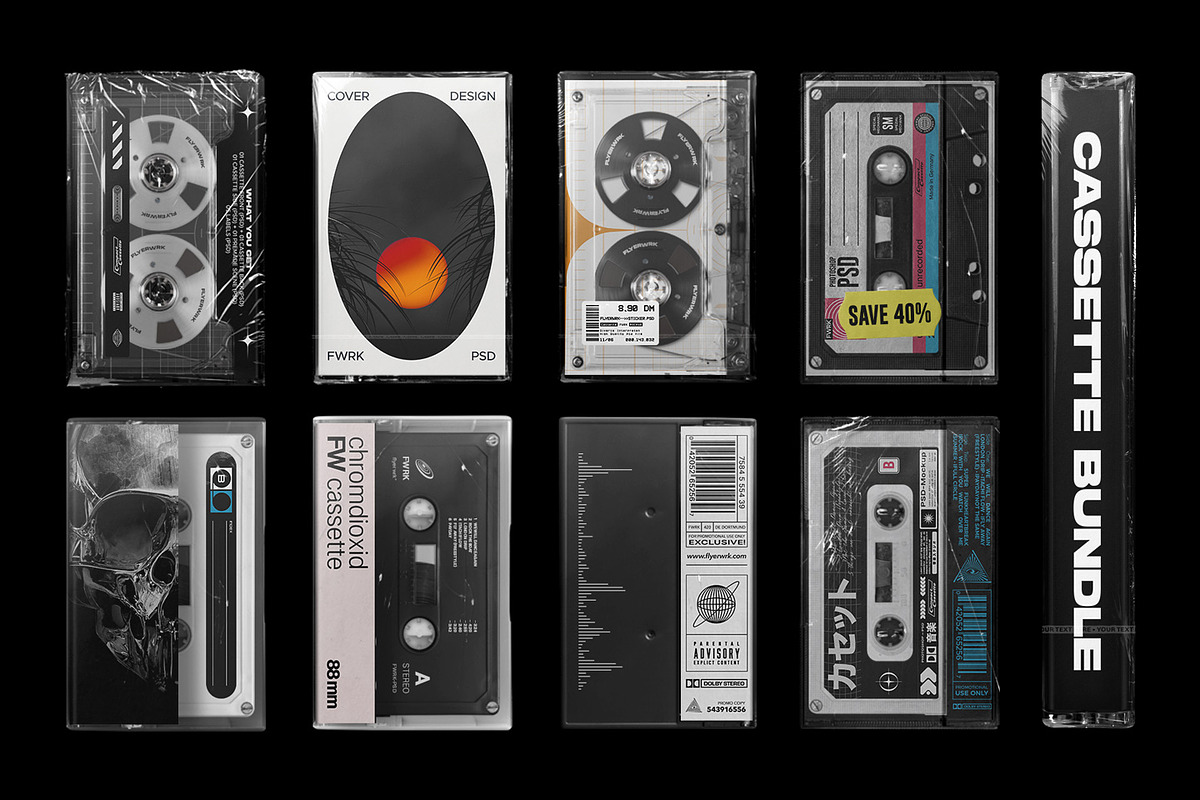 Cassette Mockup Bundle, a Product Mockup by FLYERWRK (Photo 1 of 16)