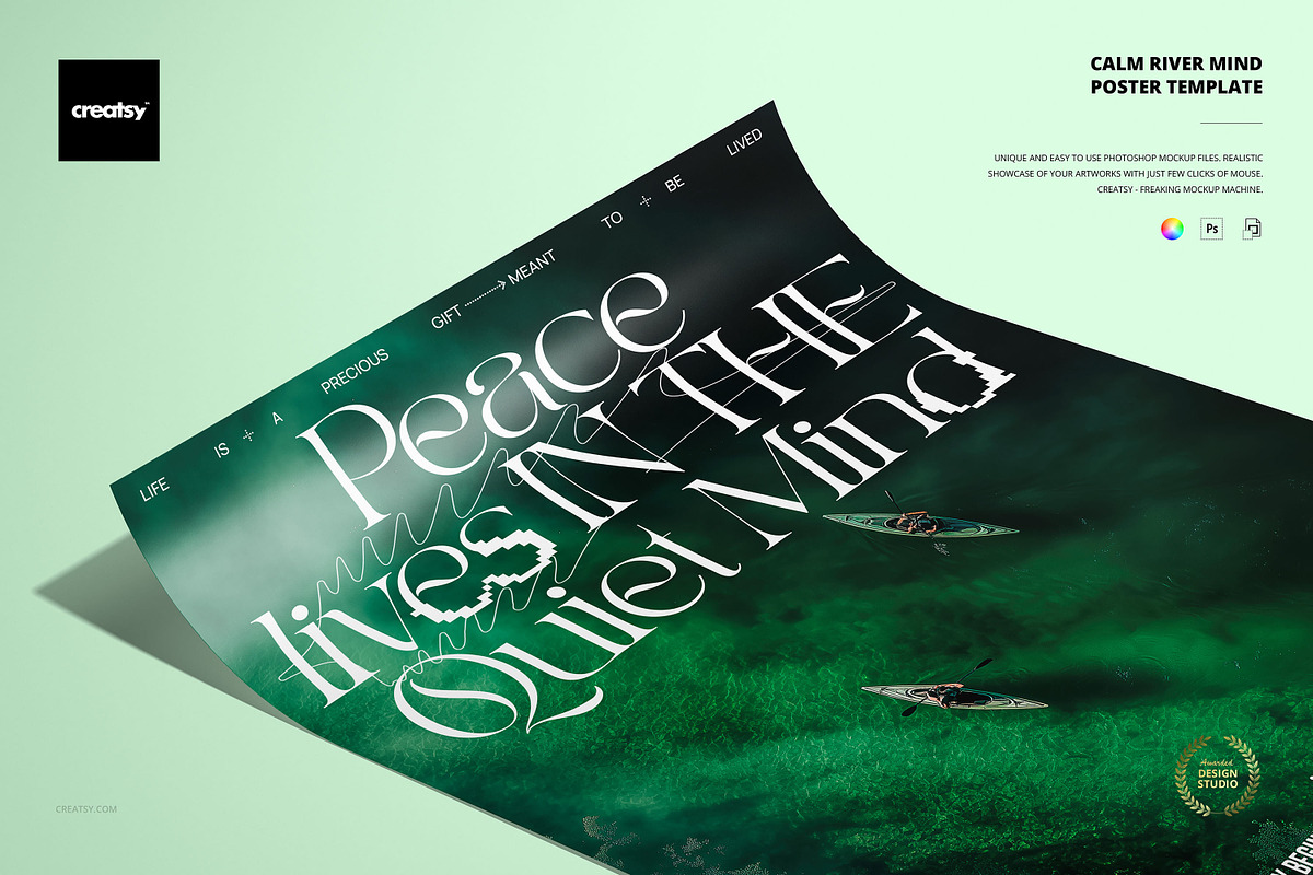 Calm River Mind Poster Template, a Poster Template by creatsy5 (Photo 1 of 3)