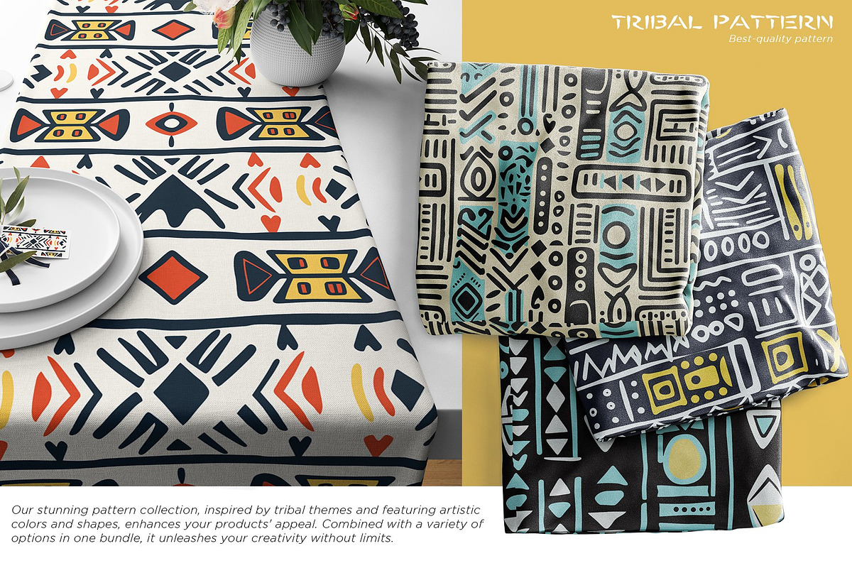 Ethnic-Inspiredf Tribal Pattern Set, a Pattern Graphic by Vibrand Studio (Photo 3 of 12)