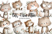 Watercolor Cats, Floral Kittens, an Illustration by Designworld (Thumbnail 1 of 3)