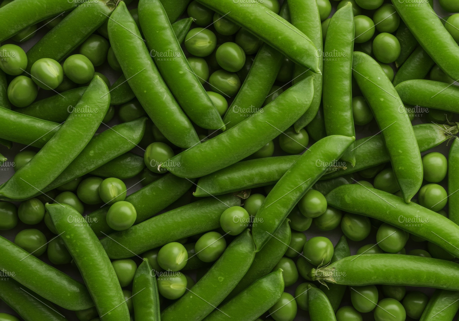 Whole green pea pods and loose peas, a Food & Drink Photo by professorinc