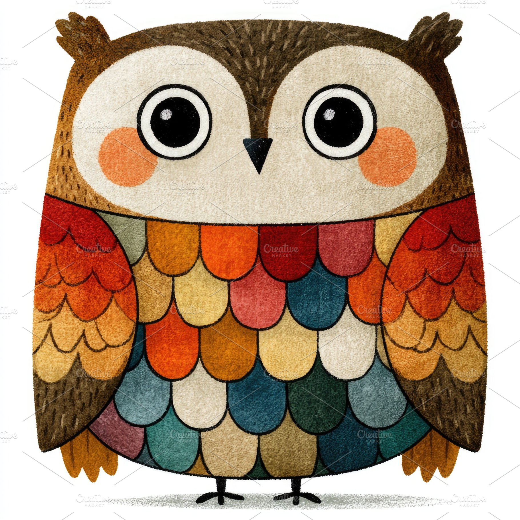 Cute colorful owl doodle illustration, an Animal Photo by José Manuel Gelpi