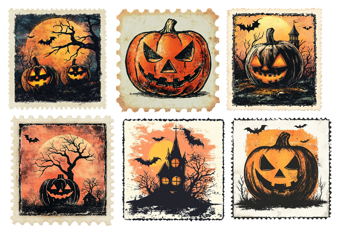 Halloween Postage Stamp Sublimation, an Illustration by SinaCreation (Photo 3 of 5)