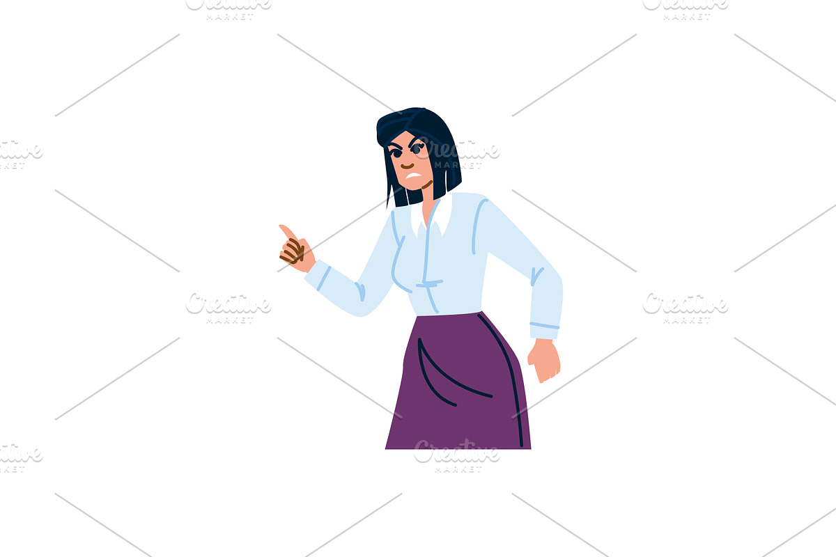 Angry businesswoman pointing finger, a Person Illustration by pikepicture