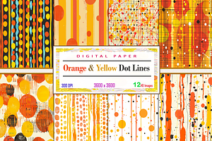Orange & Yellow Dot Lines, a Pattern Graphic by Printable Treasure