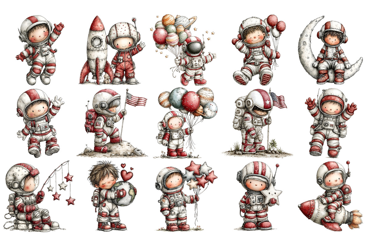 Cute Space Watercolor PNG, a Person Illustration by Nicolle's Colorful Art (Photo 2 of 4)