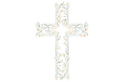 Floral Christian Cross Line Art SVG, a Decorative Illustration by Ghagra (Thumbnail 2 of 4)
