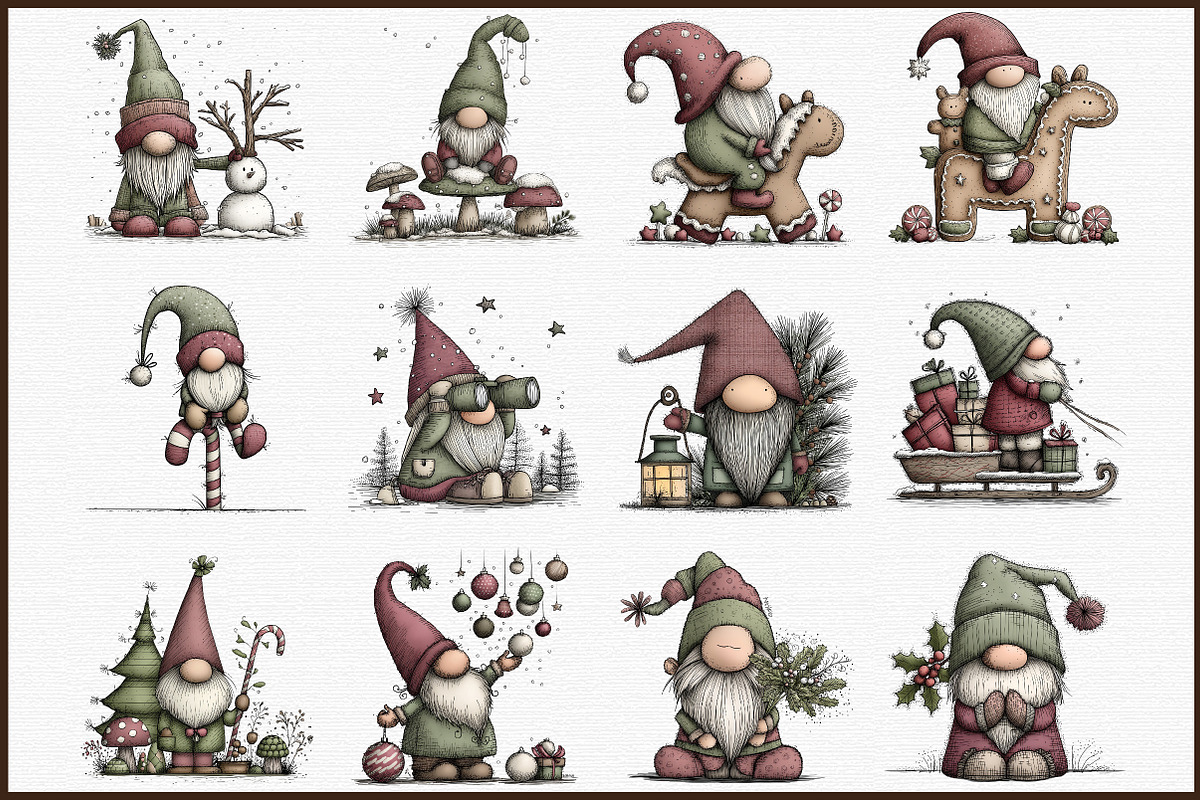 Whimsical Christmas Gnome Clipart, an Illustration by Sublimation Artist (Photo 3 of 6)