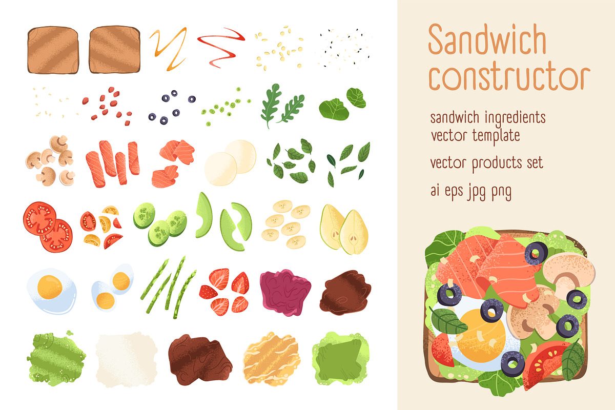 Sandwich constructor, food set, a Food Illustration by Good Studio (Photo 1 of 3)