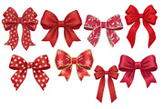 Red Textured Bows Mega Bundle, a Decorative Illustration by Stellalunarts (Thumbnail 7 of 23)
