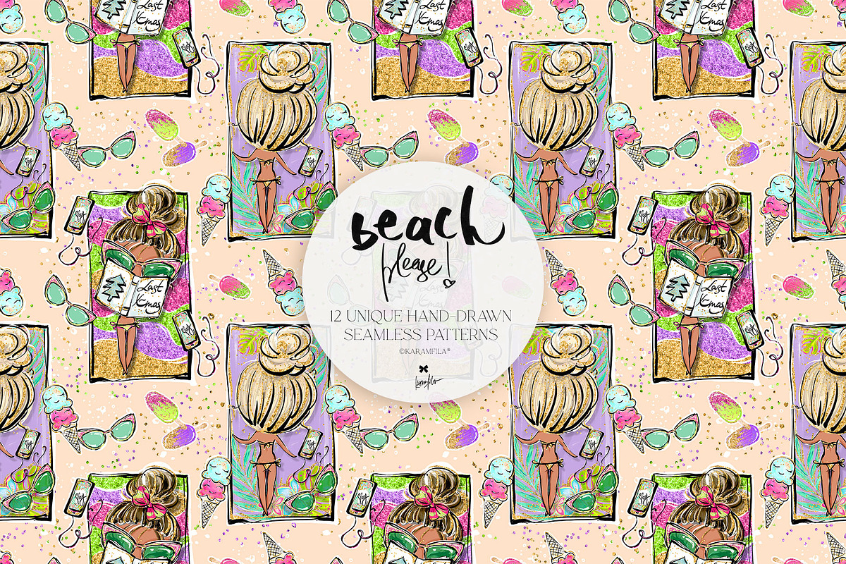Summer Beach Camper Tropical Pattern, a Pattern Graphic by KaramfilaS (Photo 4 of 16)