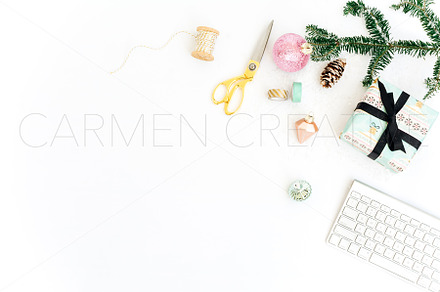 Christmas styled stock photography containing desktop styled stock