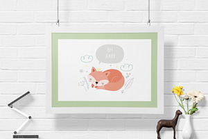 Sleeping Animals Nursery Birth Print