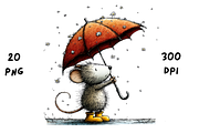 Whimsical Spring Rainy Mouse, an Animal Illustration by GiraffeCreative (Thumbnail 14 of 20)