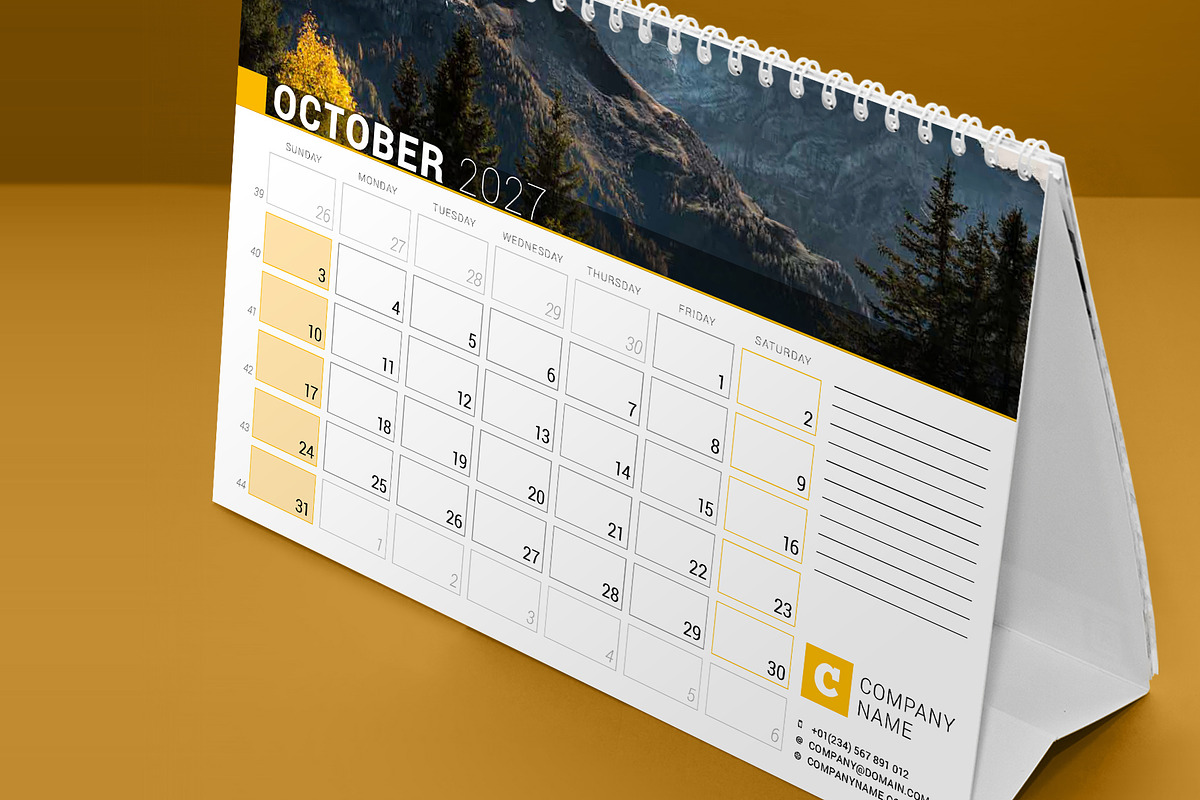 Desk Calendar 2027 (DC034-27), a Stationery Template by mikhailmorosin (Photo 5 of 7)