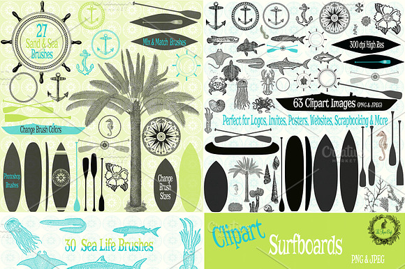 Sand & Sea Brush Clipart & Patterns preview 6