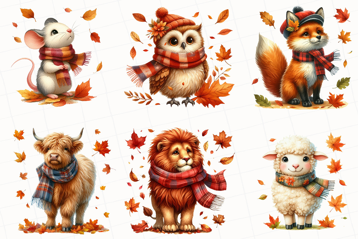 Watercolor Autumn Animal Clipart, an Illustration by OK Design (Photo 5 of 5)
