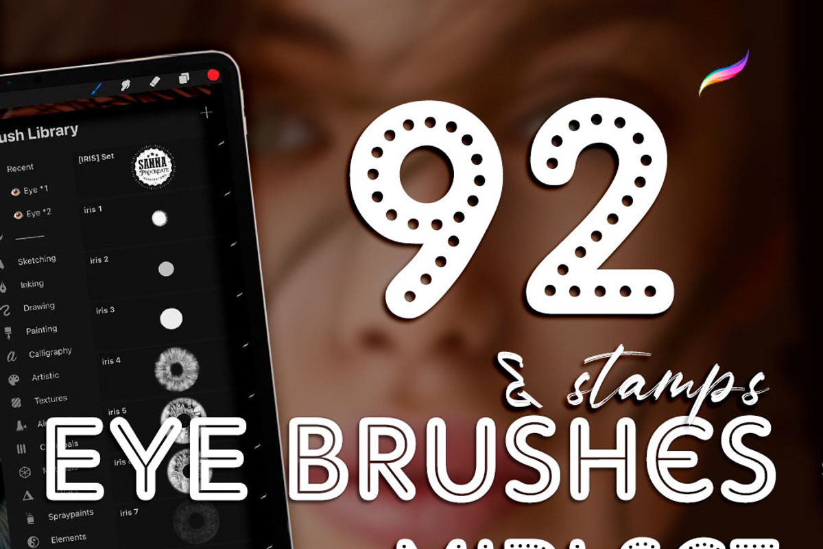 eye stamps procreate eye brushes, a Brush Add-On by SannaIllustrations (Photo 5 of 10)