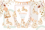 Cute Bunny Bundle Gingham Clipart, an Animal Illustration by Sunflower Day Love (Thumbnail 2 of 4)