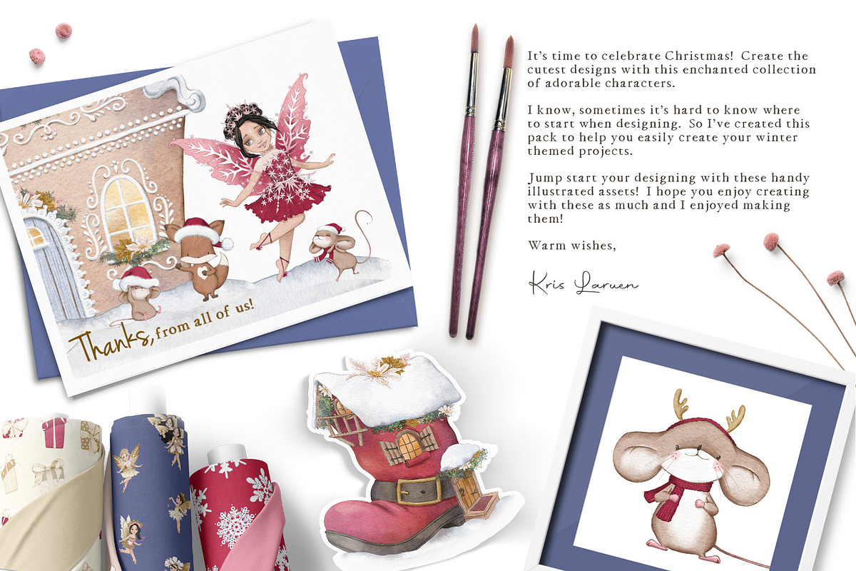 Fairy Christmas-Winter Illustrations, a Seasonal Illustration by Pretty Little Lines (Photo 2 of 16)