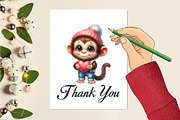Watercolor Funny Monkey Clipart, an Illustration by CraftArtStudio (Thumbnail 5 of 5)