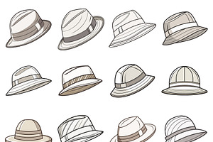 Summer hats vector illustrations, an Object Graphic by Billah Hub
