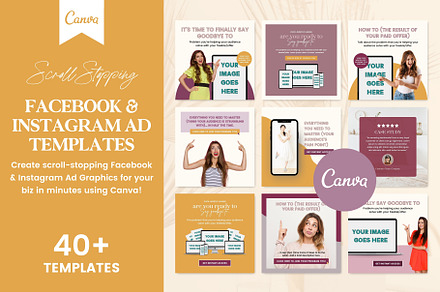 40 Facebook & Instagram Ad Templates, a Social Media Template by Fallon Gerst