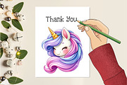 Kawaii Unicorn Stickers Clipart, an Illustration by Creative Art (Thumbnail 3 of 9)