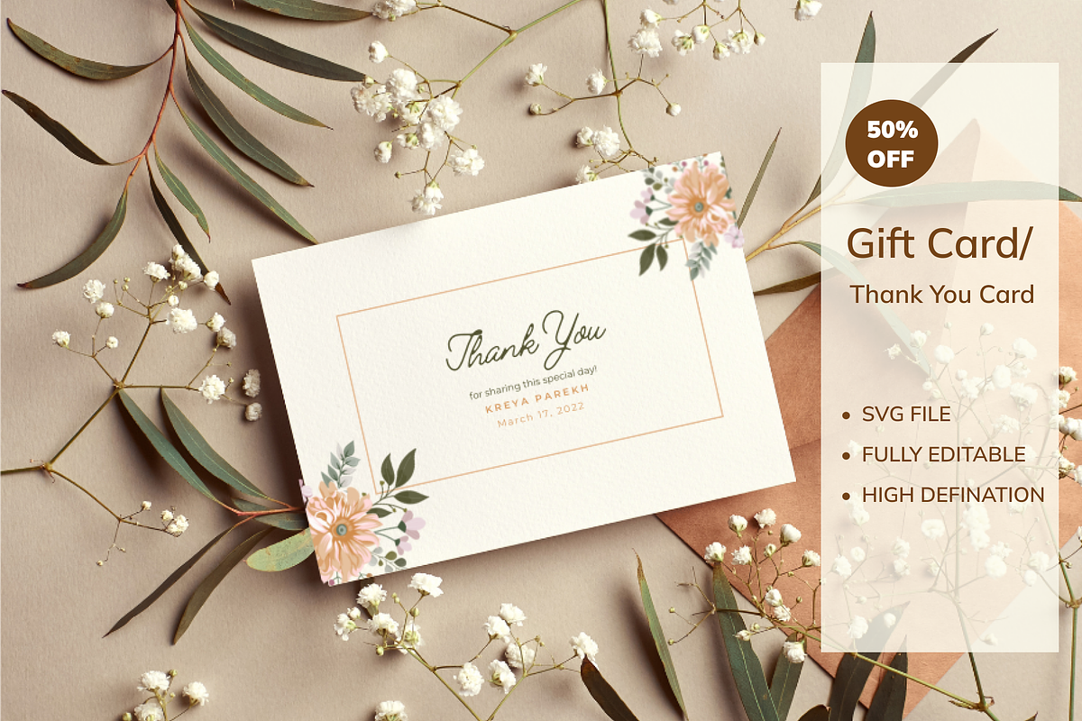 Gift Card Tag/Thank You Tag, a Stationery Template by KreyaParekh (Photo 1 of 3)