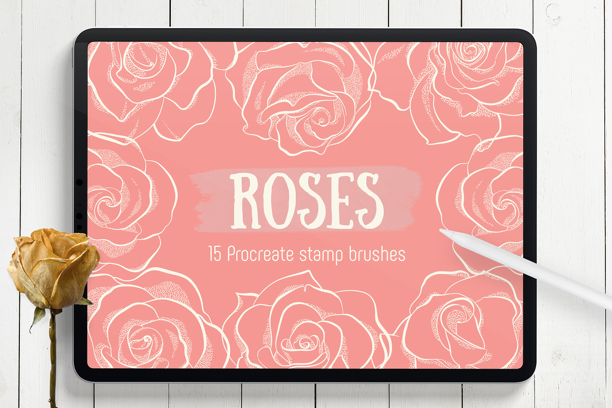 Roses Procreate Stamp Brushes, a Brush Add-On by Little Nordic Atelier (Photo 1 of 4)