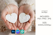 Double Heart Ornament Mockup, a Merchandise Mockup by EmpaviMockups (Thumbnail 1 of 6)