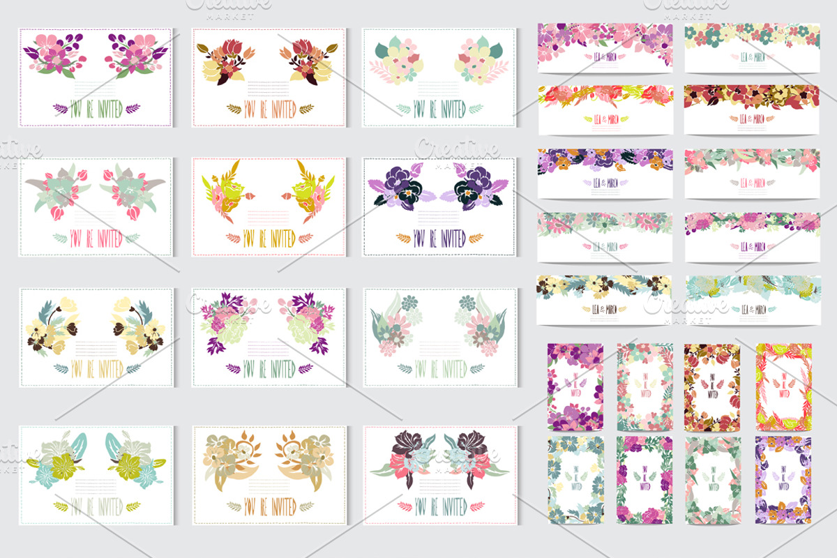 123 Floral Cards Set, a Card Template by Sunset&Sea Design (Photo 3 of 4)
