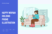Happy Woman Holding Phone, a Person Illustration by Partikusi Design (Thumbnail 1 of 3)