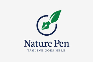 Nature Pen - Writer Leaf Pen Logo