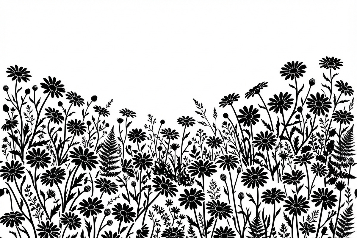 60 Daisy Flower Field Silhouette, a Seasonal Illustration by Amazin_art (Photo 12 of 22)