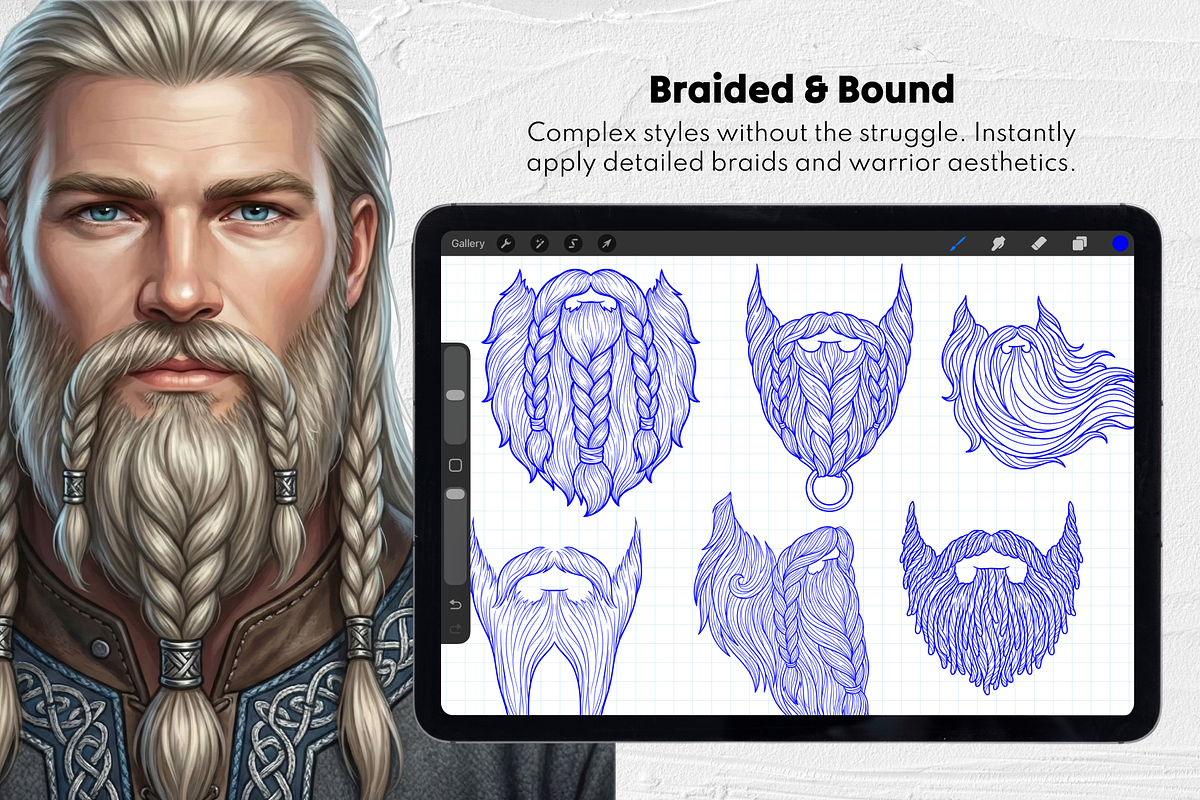 150 Beard & Mustache Procreate Stamp, a Brush Add-On by Selentaori Studio (Photo 8 of 12)