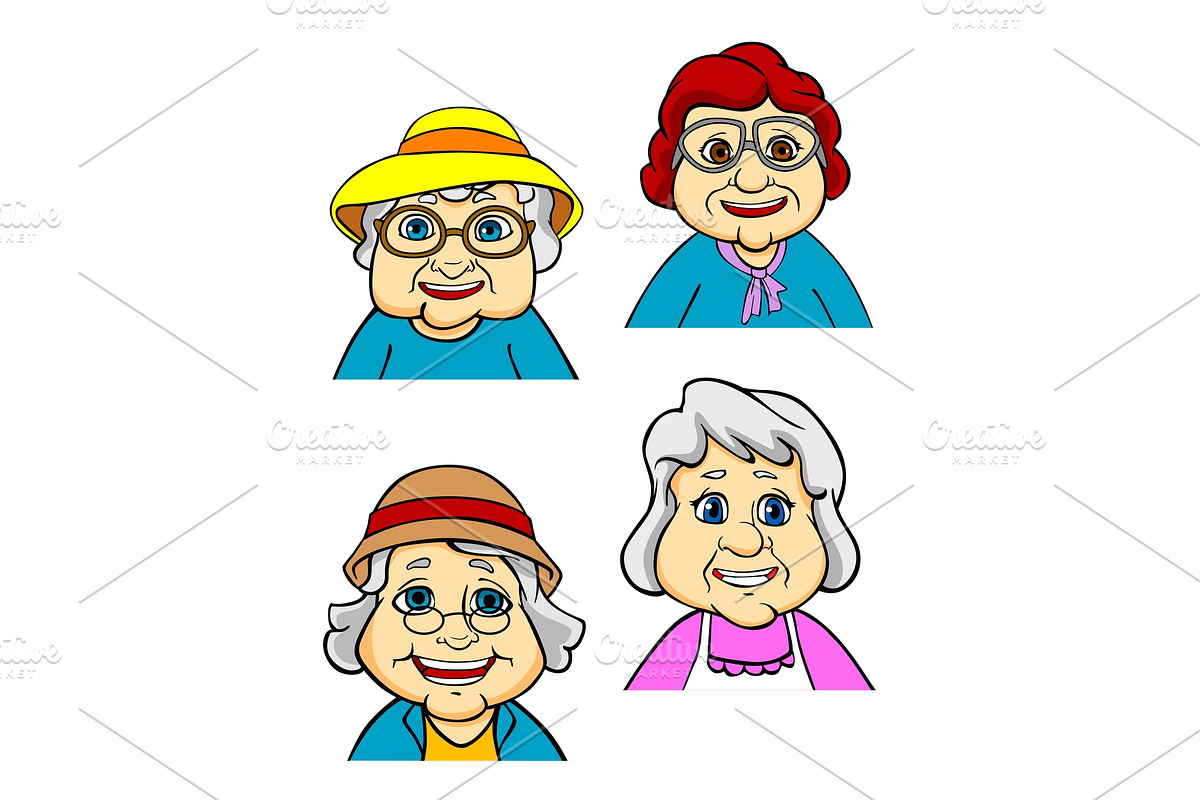 Cartoon happy old women and seniors, an Object Graphic by Vector Tradition (Photo 2 of 3)