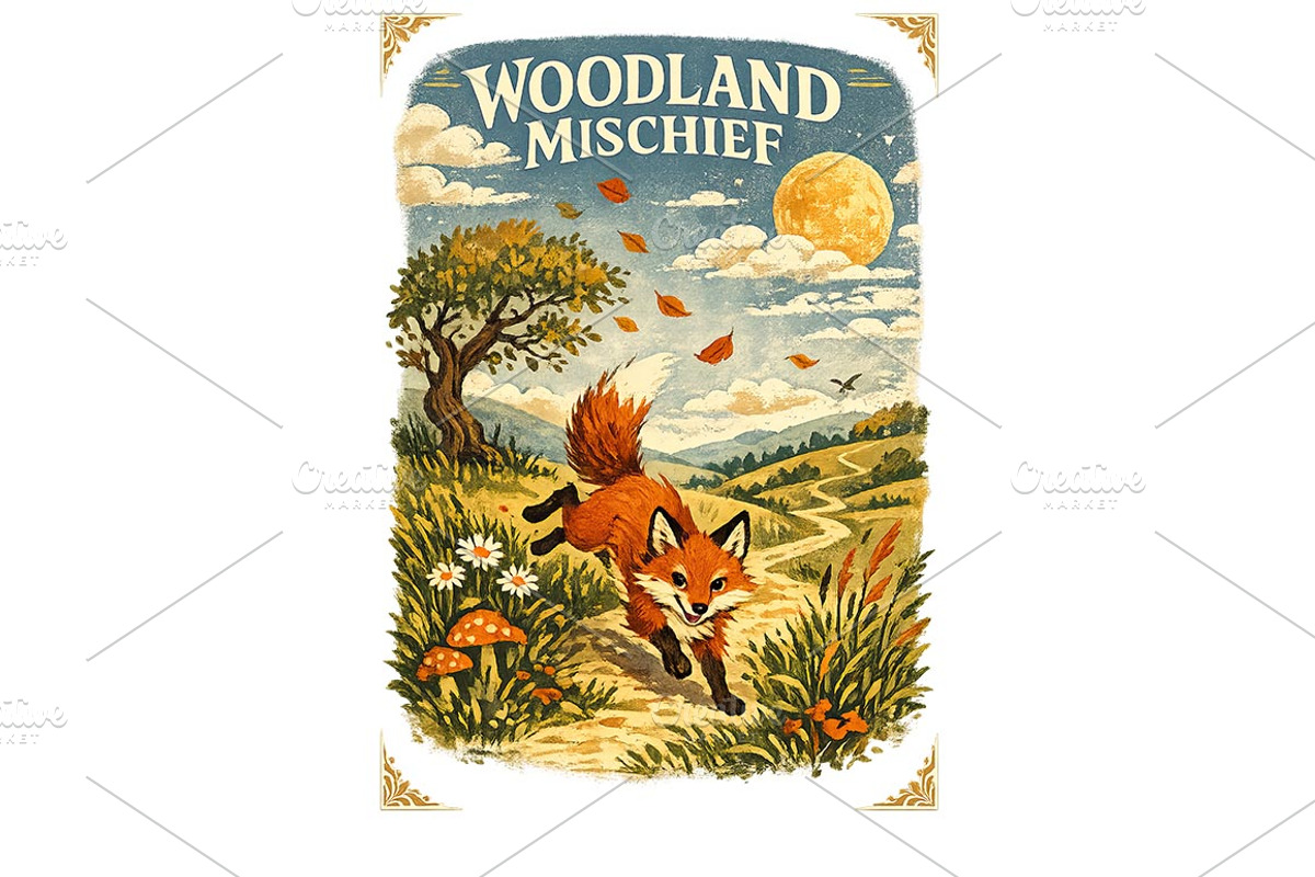 Woodland Mischief Fox Wall Art, a Background Graphic by LaseredNinja (Photo 1 of 3)