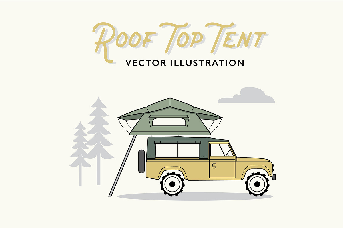 Vintage Land Rover with rooftop tent, a Transportation Illustration by the cabin supply co (Photo 1 of 3)