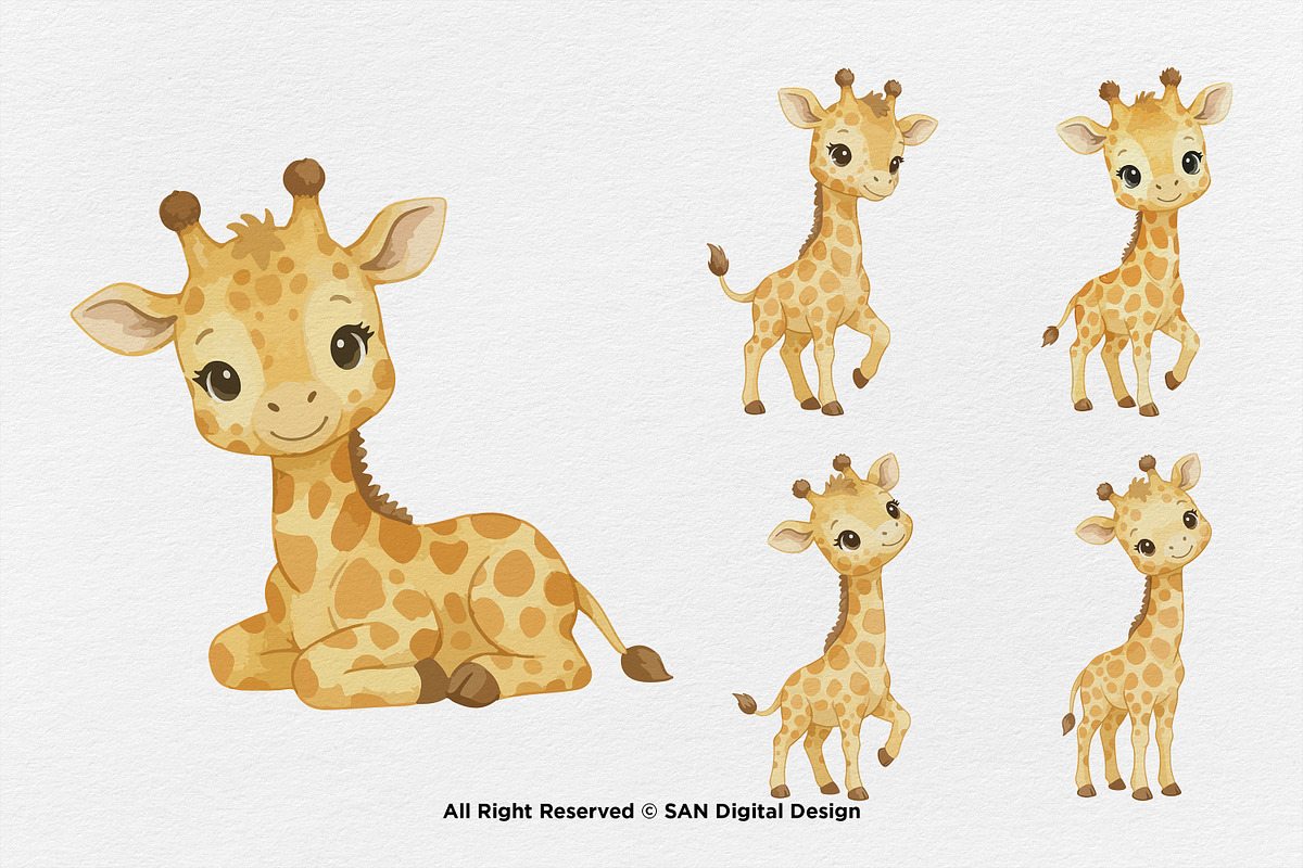 15 Bundle Watercolor Giraffe Yellow, an Animal Illustration by Morspective (Photo 6 of 8)