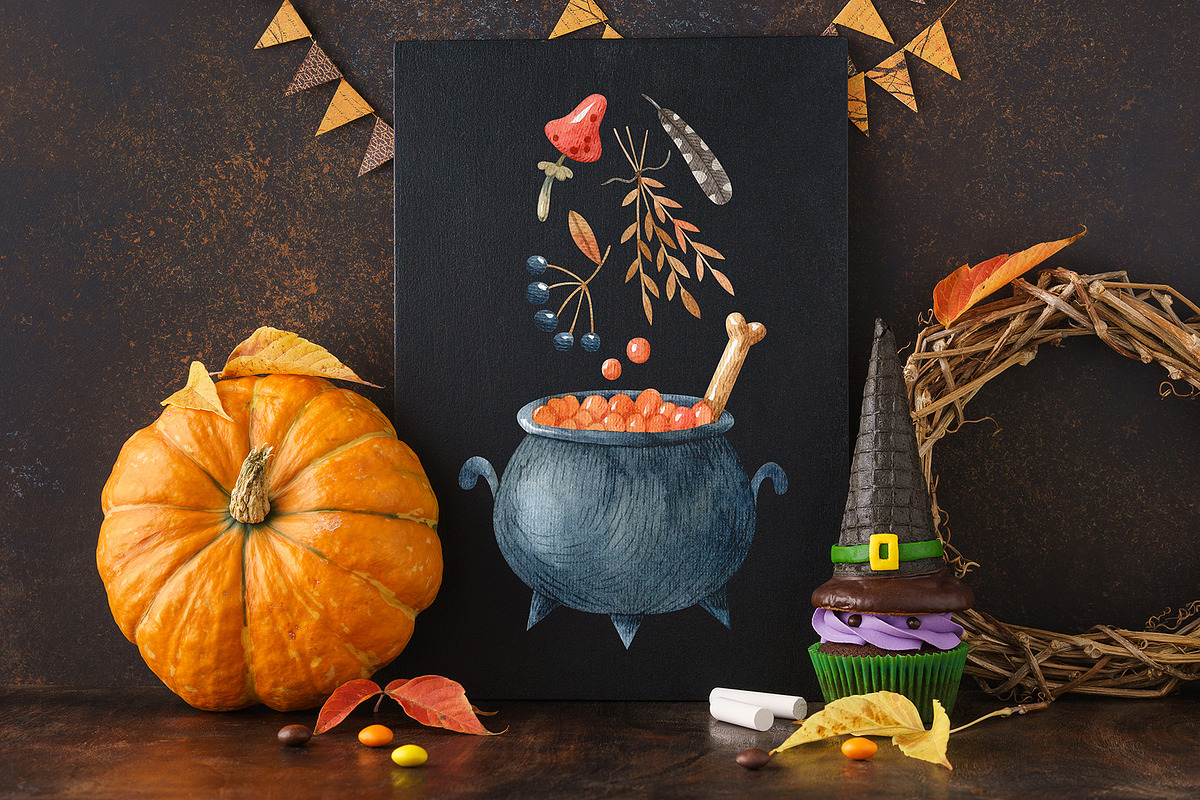 Happy Halloween watercolor set, a Decorative Illustration by Natalia Fedorova (Photo 4 of 14)