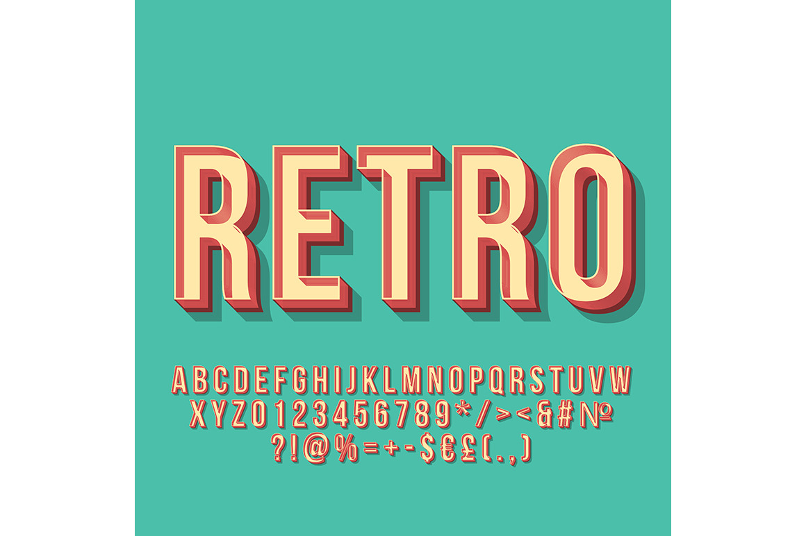 Retro vintage 3d vector lettering, a Templates & Theme by IMG Visuals
